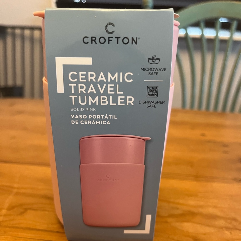 Croton Pink Ceramic Travel Tumbler